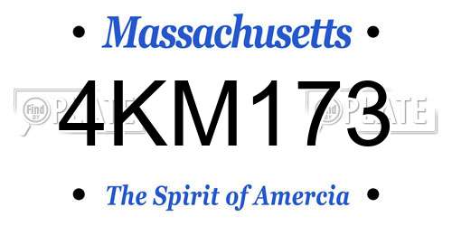 4KM173 Massachusetts License Plate