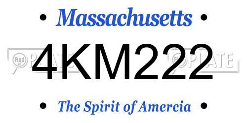 4KM222 Massachusetts License Plate