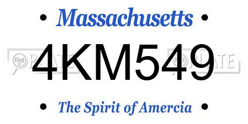 4KM549 Massachusetts License Plate