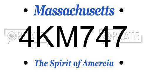 4KM747 Massachusetts License Plate