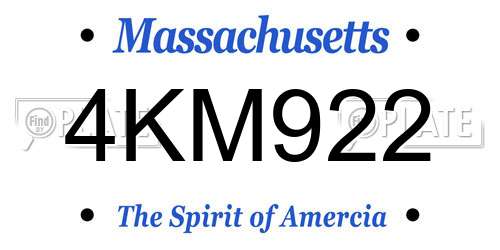4KM922 Massachusetts License Plate