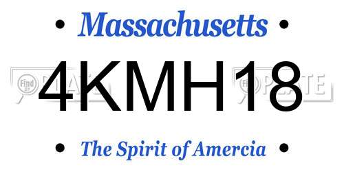 4KMH18 Massachusetts License Plate