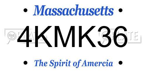4KMK36 Massachusetts License Plate