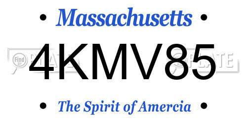 4KMV85 Massachusetts License Plate