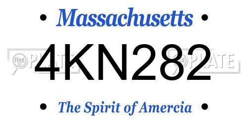 4KN282 Massachusetts License Plate