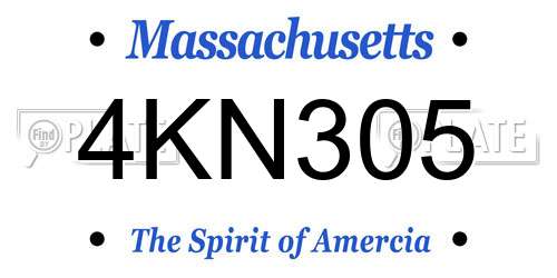 4KN305 Massachusetts License Plate