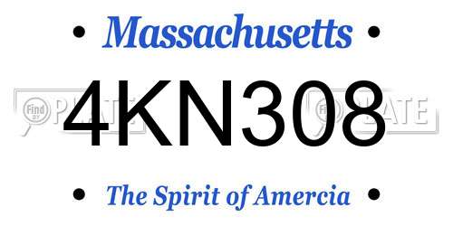 4KN308 Massachusetts License Plate