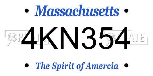 4KN354 Massachusetts License Plate