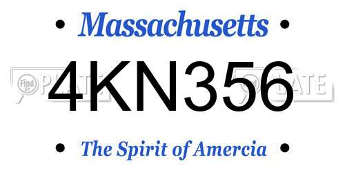 4KN356 Massachusetts License Plate