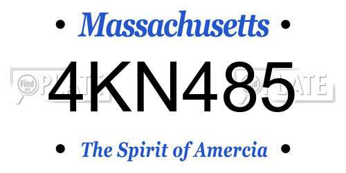 4KN485 Massachusetts License Plate