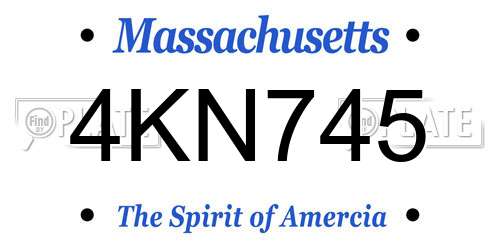4KN745 Massachusetts License Plate