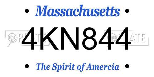 4KN844 Massachusetts License Plate