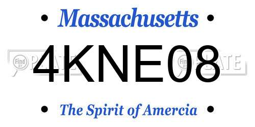 4KNE08 Massachusetts License Plate