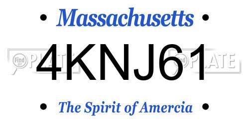 4KNJ61 Massachusetts License Plate