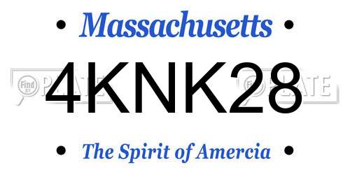 4KNK28 Massachusetts License Plate
