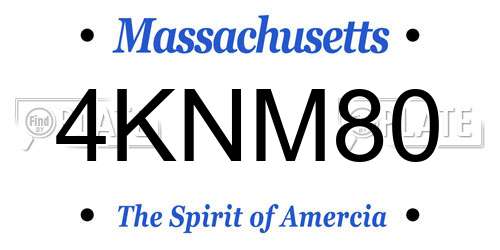 4KNM80 Massachusetts License Plate