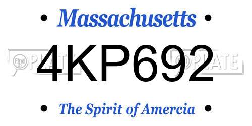 4KP692 Massachusetts License Plate