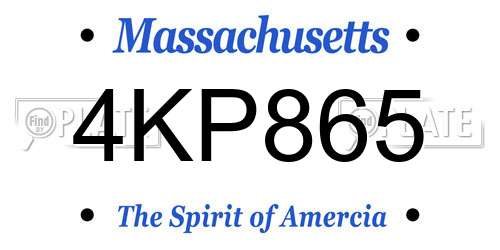 4KP865 Massachusetts License Plate