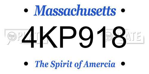 4KP918 Massachusetts License Plate