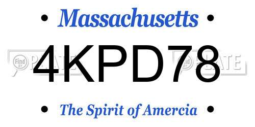4KPD78 Massachusetts License Plate
