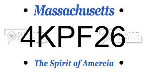 4KPF26 Massachusetts License Plate