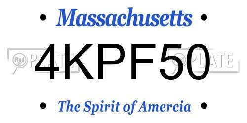 4KPF50 Massachusetts License Plate
