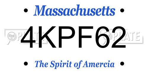 4KPF62 Massachusetts License Plate