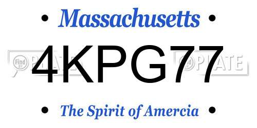 4KPG77 Massachusetts License Plate