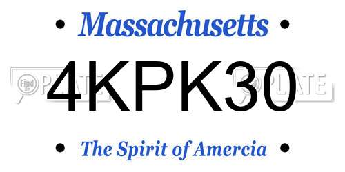 4KPK30 Massachusetts License Plate