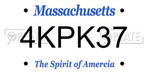4KPK37 Massachusetts License Plate