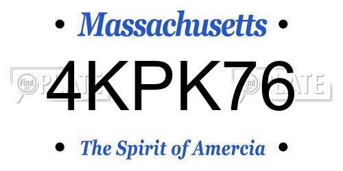 4KPK76 Massachusetts License Plate