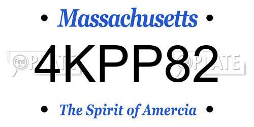 4KPP82 Massachusetts License Plate