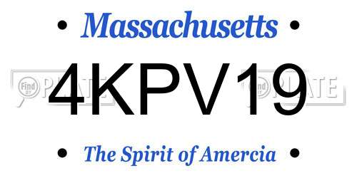 4KPV19 Massachusetts License Plate