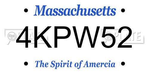 4KPW52 Massachusetts License Plate