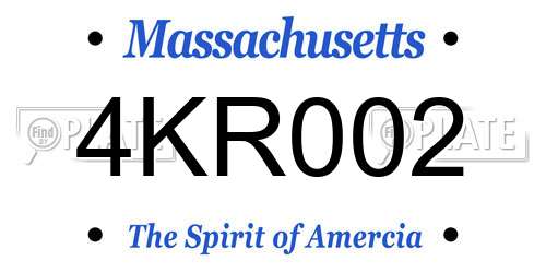 4KR002 Massachusetts License Plate
