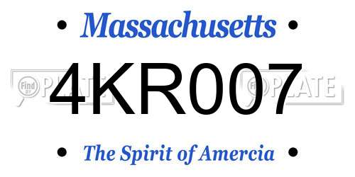 4KR007 Massachusetts License Plate