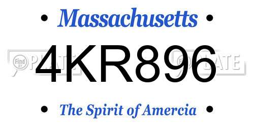4KR896 Massachusetts License Plate