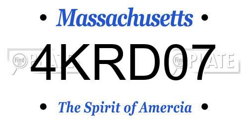 4KRD07 Massachusetts License Plate