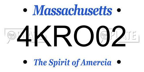 4KRO02 Massachusetts License Plate