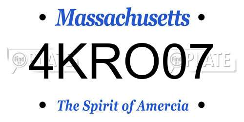 4KRO07 Massachusetts License Plate