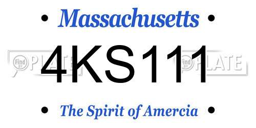 4KS111 Massachusetts License Plate
