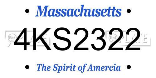 4KS2322 Massachusetts License Plate