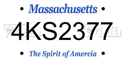 4KS2377 Massachusetts License Plate