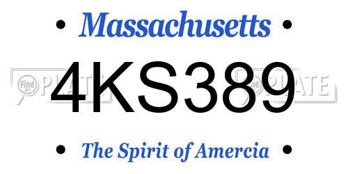 4KS389 Massachusetts License Plate
