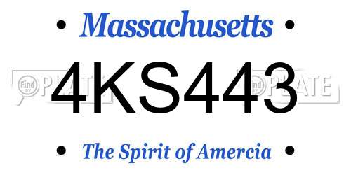 4KS443 Massachusetts License Plate