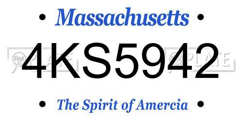 4KS5942 Massachusetts License Plate