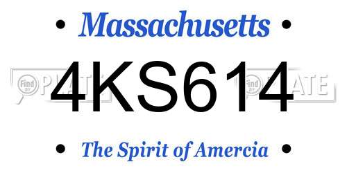 4KS614 Massachusetts License Plate