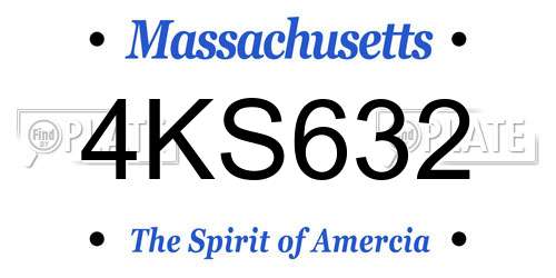 4KS632 Massachusetts License Plate