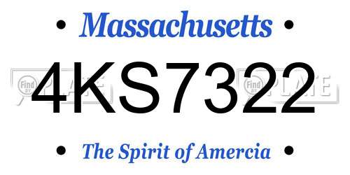 4KS7322 Massachusetts License Plate