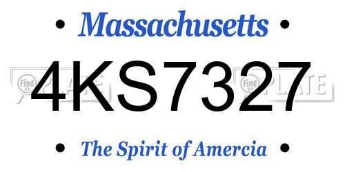4KS7327 Massachusetts License Plate